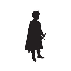 Boy prince silhouette vector flat illustration design.