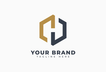 Obraz premium Linked Hexagon Shape H Initial Letter Logo Design