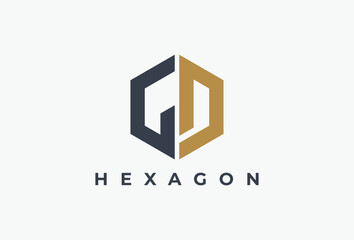 Fototapeta premium Initial G D Hexagon Letter Logo Design Concept 