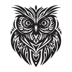 Fototapeta premium Tribal Owl Tattoo Design – Intricate Symmetrical Owl Art