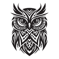 Tribal Owl Tattoo Design – Intricate Symmetrical Owl Art