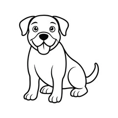 Obraz premium Cartoon puppy dog standing with a playful smile silhouette isolated on white background