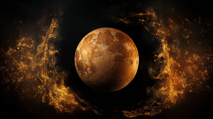 Golden moon shining  creating a spooky atmosphere