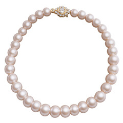 Obraz premium Elegant pearl necklace with a sparkling clasp on a transparent background, showcasing luxury and sophistication