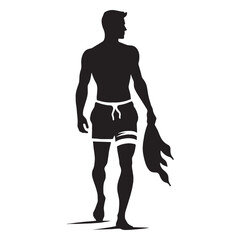 Fototapeta premium Breathable Shorts silhouette, comfort-focused summer wear – Shorts illustration – Minimalist Shorts vector – Men's dress silhouette