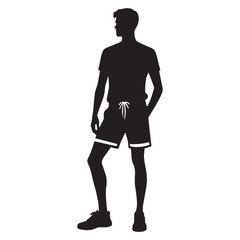 Streetwear Shorts silhouette, bold urban attitude – Shorts illustration – Minimalist Shorts vector – Men's dress silhouette

