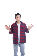 portrait of asian guy posing on white background