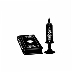 creative Silhouette Candle and Hymn Book Icon Vector Illustration 
