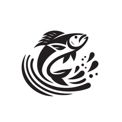 Monochrome fish symbol with minimal design concept