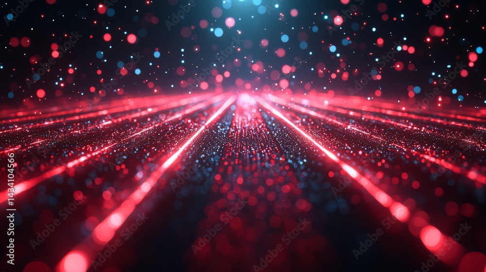 Aufkleber red and blue background with a lot of red dots. the background is blurry and the dots are scattered 