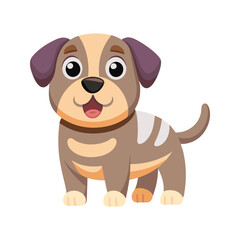 Obraz premium Cheerful cartoon mastiff puppy vector illustration isolated on white background