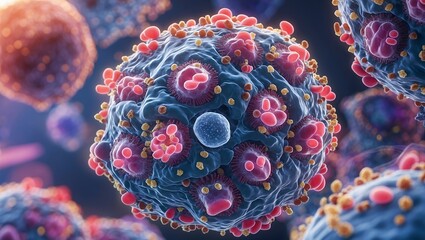 Vivid cluster of cells revealed in microscopic detail