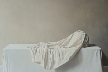 Still life depiction of draped fabric on a table.