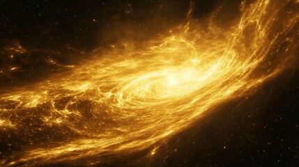 Obraz premium Golden spiral galaxy, cosmic dust and energy.