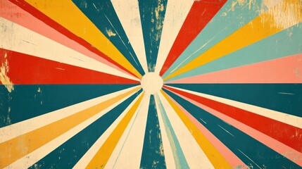Retro sunburst background with vintage texture.