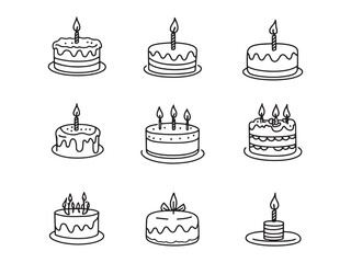 Birthday Cake line art festive concept