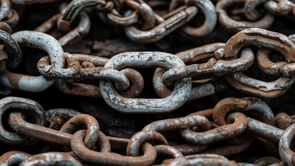 Fototapeta premium Weathered chains showcasing strength and decay