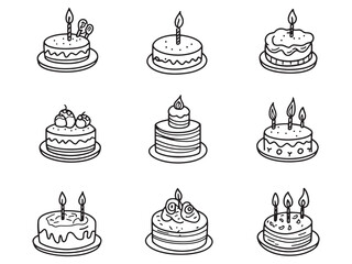Birthday Cake line art simple design