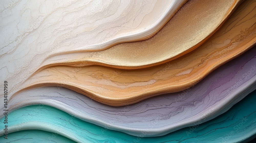 Fototapete series of colorful, wavy lines that appear to be made of paper. the lines are arranged in a way that