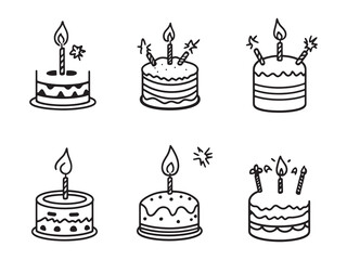 Birthday Cake line art minimal drawing