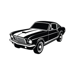Naklejka premium Classic American muscle car silhouette isolated on white background