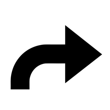 Thick curved left arrow icon isolated on white - concept of back return undo direction UI interface navigation previous