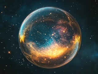 Obraz premium Glowing Universe Encapsulated Inside Transparent Sphere 