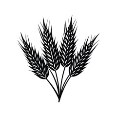 Cluster of wheat grains silhouette isolated on white background