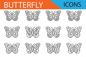 Modern Butterfly Icons for Digital, Print, and Graphic Design Use