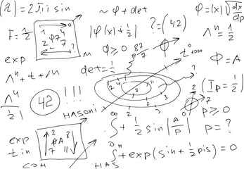 Mathematical, scientific formulas and expressions. Educational, vector illustration. Hand-drawn on a white background.	