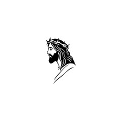 Jesus Side Head Minimal Christian Logo