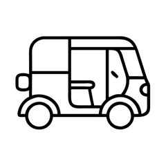 tuk tuk line drawn vehicles. vector art - outline icon tuk tuk, isolated transparent background