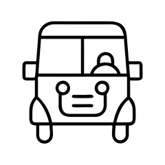 tuk tuk line drawn vehicles. vector art - outline icon tuk tuk, isolated transparent background