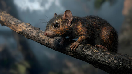 Obraz premium Small Squirrel On Branch In Forest