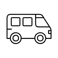 van line drawn vehicles. vector art - outline icon van, isolated transparent background