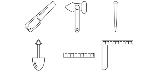 Collection of vector tool icons for repair, building, and crafting projects