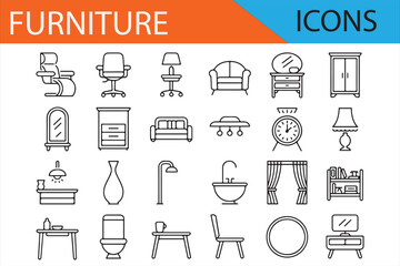 Minimalistic Furniture Illustrations for Home, Office, and Living Spaces