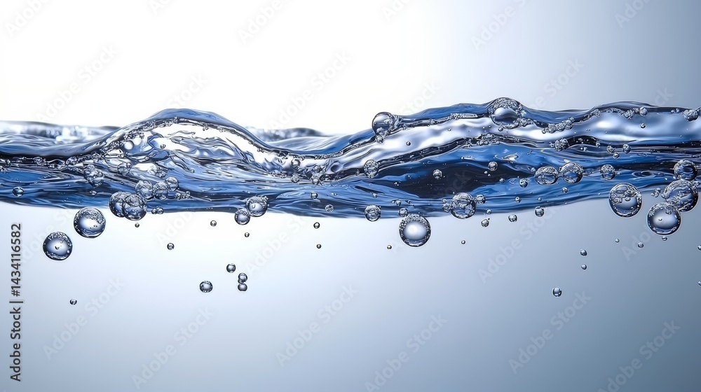 Poster stream of water with many bubbles. the bubbles are small and scattered throughout the water. the wat