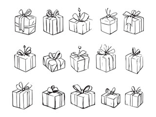Birthday Present Stack line art graphic