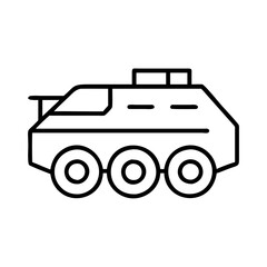 armored vehicle line drawn vehicles. vector art - outline icon armored vehicle, isolated transparent background