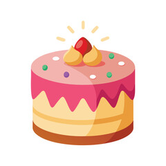 Colorful cake with candy decorations and icing topping vector illustration isolated on white background