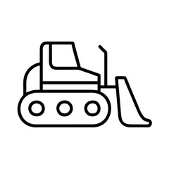 bulldozer line drawn vehicles. vector art - outline icon bulldozer, isolated transparent background
