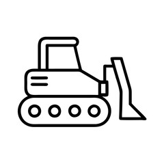 bulldozer line drawn vehicles. vector art - outline icon bulldozer, isolated transparent background