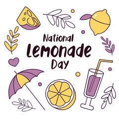 NATIONAL LEMONADE DAY vector illustration