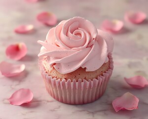 Pink rose cupcake dessert image