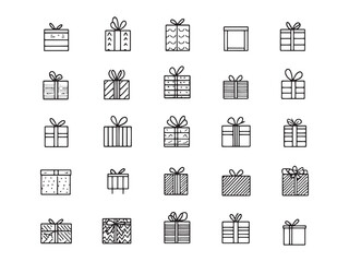 Birthday Present Stack line art vector