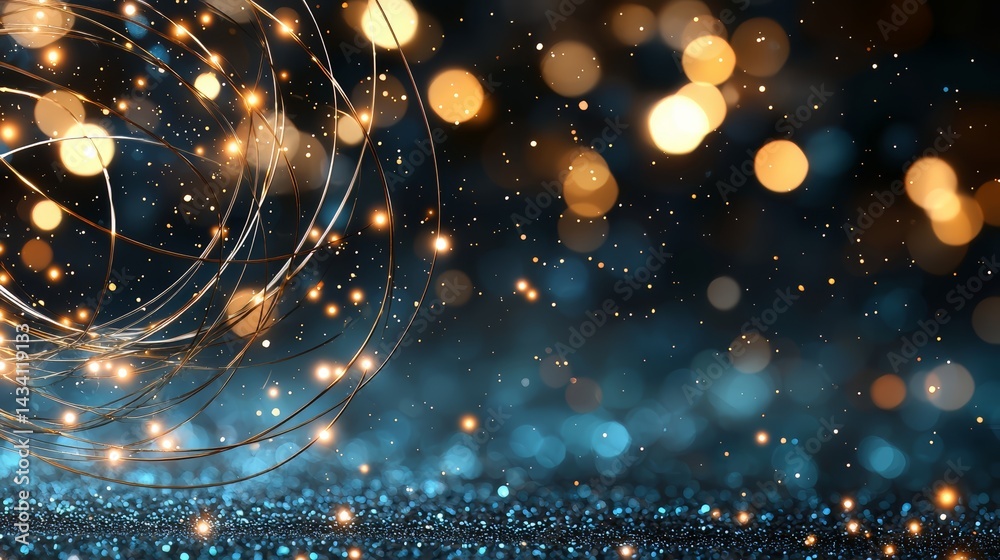 Aufkleber blue background with a bright yellow line that is surrounded by a lot of sparkles. the line is the m