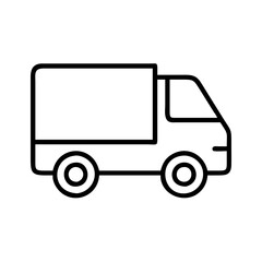 cargo van line drawn vehicles. vector art - outline icon cargo van, isolated transparent background