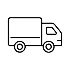 cargo van line drawn vehicles. vector art - outline icon cargo van, isolated transparent background
