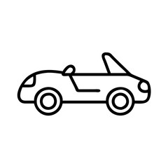 convertible line drawn vehicles. vector art - outline icon convertible, isolated transparent background